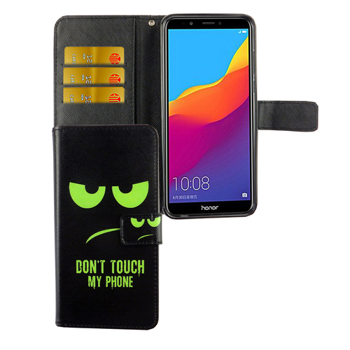 Handyh�lle Tasche f�r Handy Huawei Honor 7C Dont Touch My Phone Gr�n