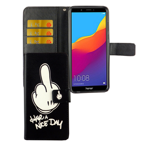 Handyh�lle Tasche f�r Handy Huawei Honor 7C Have A Nice Day Schwarz