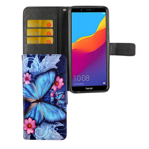 Handyh�lle Tasche f�r Handy Huawei Honor 7C Blauer Schmetterling