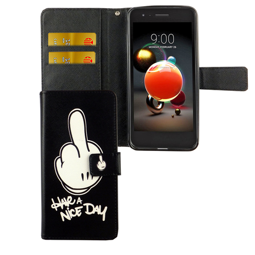 Handyh�lle Tasche f�r Handy LG K8 / K9 2018 Have A Nice Day Schwarz