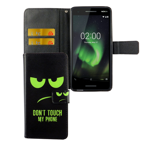 Handyh�lle Tasche f�r Handy Nokia 2.1 2018 Dont Touch My Phone Gr�n