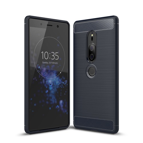 Schutzh�lle Handyh�lle f�r Sony Xperia XZ2 Premium Case Cover Carbon Optik Blau