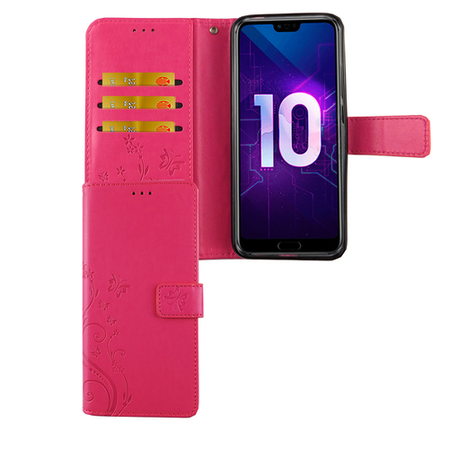 Huawei Honor 10 Handy H�lle Schutz-Tasche Cover Flip-Case Kartenfach Pink