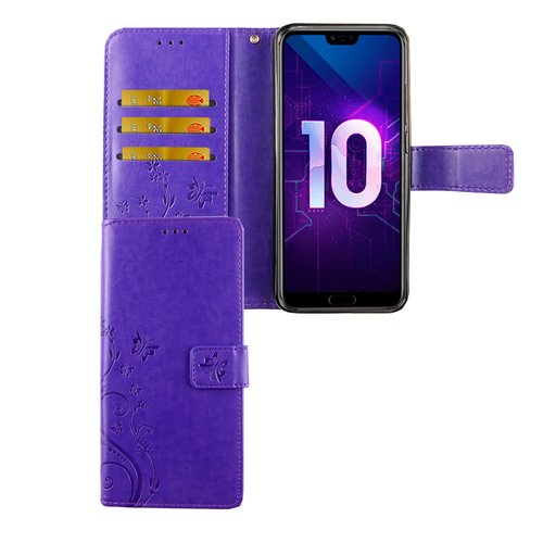 Huawei Honor 10 Handy H�lle Schutz-Tasche Cover Flip-Case Kartenfach Violett