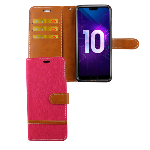 Huawei Honor 10 Handy H�lle Schutz-Tasche Case Cover Kartenfach Etui Wallet Pink