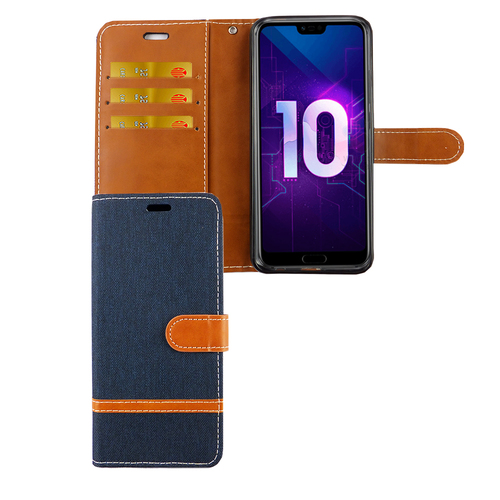 Huawei Honor 10 Handy H�lle Schutz-Tasche Case Cover Kartenfach Etui Wallet Blau