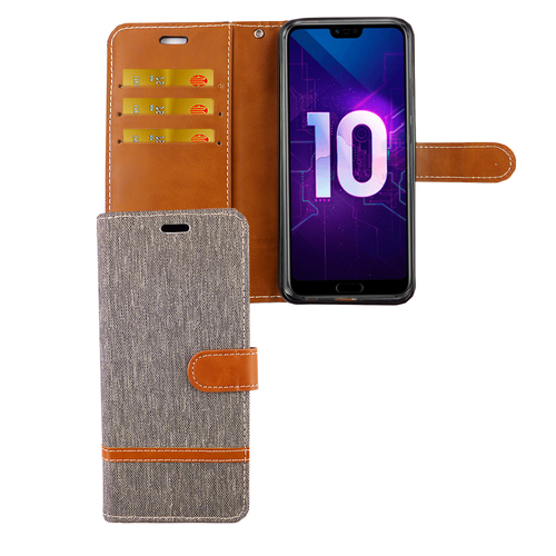 Huawei Honor 10 Handy H�lle Schutz-Tasche Case Cover Kartenfach Etui Wallet Grau