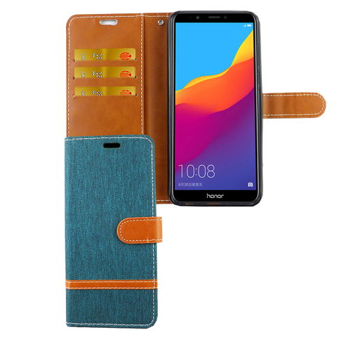 Huawei Honor 7C Handy H�lle Schutz-Tasche Case Cover Kartenfach Etui Wallet Gr�n