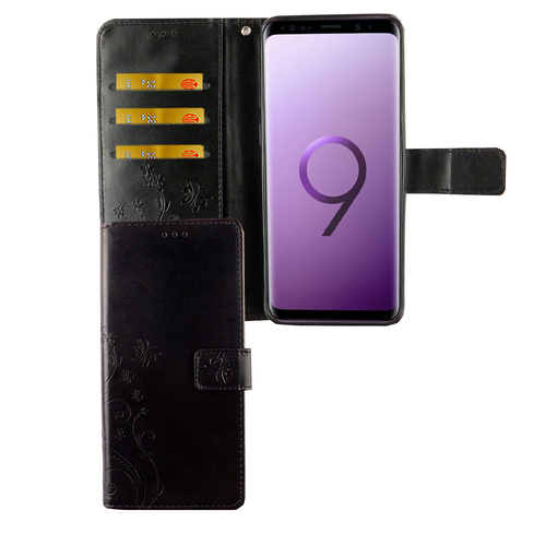 Samsung Galaxy S9+ Plus Handy H�lle Schutz-Tasche Cover Flip-Case Kartenfach Schwarz