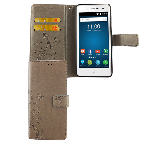 ZTE Blade L7 Handy H�lle Schutz-Tasche Cover Flip-Case Kartenfach Grau