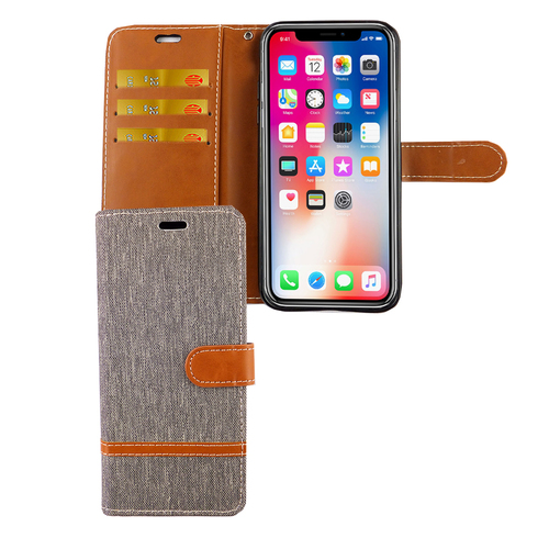 Apple iPhone XS Handy H�lle Schutz-Tasche Case Cover Kartenfach Etui Wallet Grau