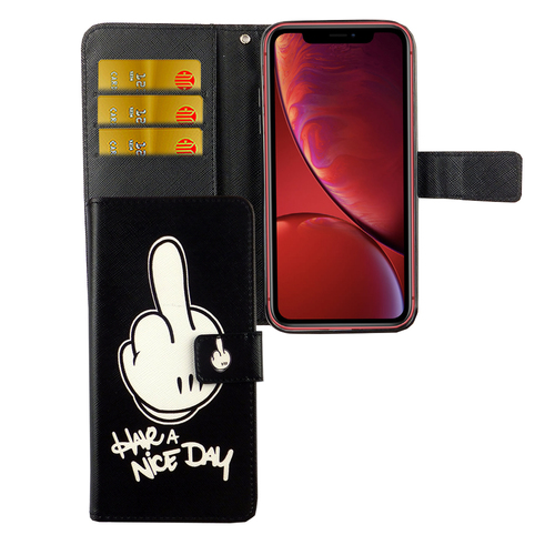 Apple iPhone XS Tasche Handy H�lle Schutz-Cover Flip-Case mit Kartenfach  Have a nice day