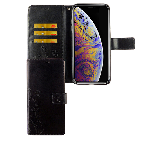 Apple iPhone XS Max Handy H�lle Schutz-Tasche Cover Flip-Case Kartenfach Schwarz