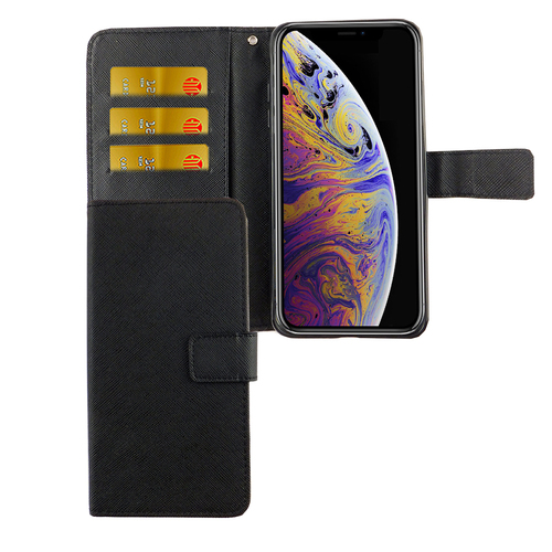 Apple iPhone XS Max Tasche Handy H�lle Schutz-Cover Flip-Case mit Kartenfach  Schwarz