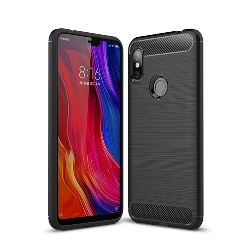 Schutzh�lle Handyh�lle f�r Xiaomi Redmi Note 6 Case Cover Carbon Optik Schwarz