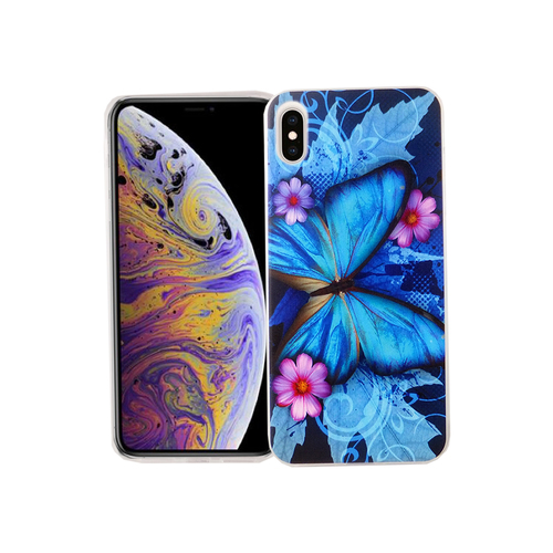 Apple iPhone XS Max Handy H�lle Schutz-Case Cover Bumper Schmetterling Blau
