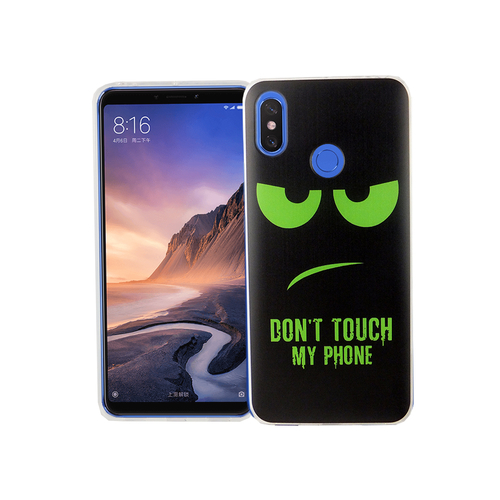 Xiaomi Mi Max 3 Handy H�lle Schutz-Case Cover Bumper Dont Touch My Phone Gr�n