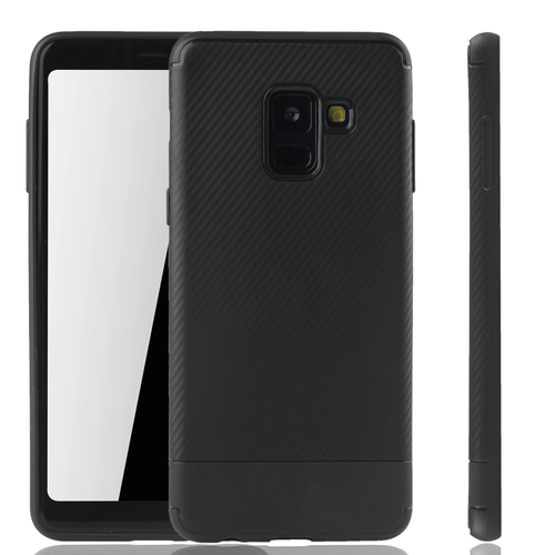 Samsung Galaxy A8 Plus 2018 Handyh�lle Schutzcase Carbon Optik Bumper Schwarz