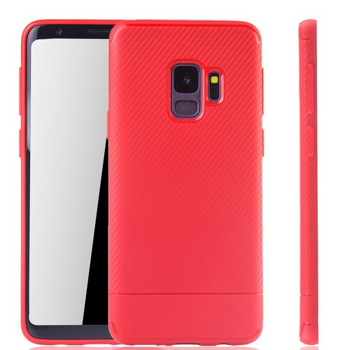 Samsung Galaxy S9 Handyh�lle Schutzcase Carbon Optik Bumper Rot