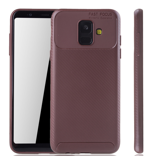Samsung Galaxy A6 2018 Handyh�lle Schutzcase Carbon Optik Bumper Braun