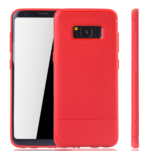 Samsung Galaxy S8 Handyh�lle Schutzcase Carbon Optik Bumper Rot