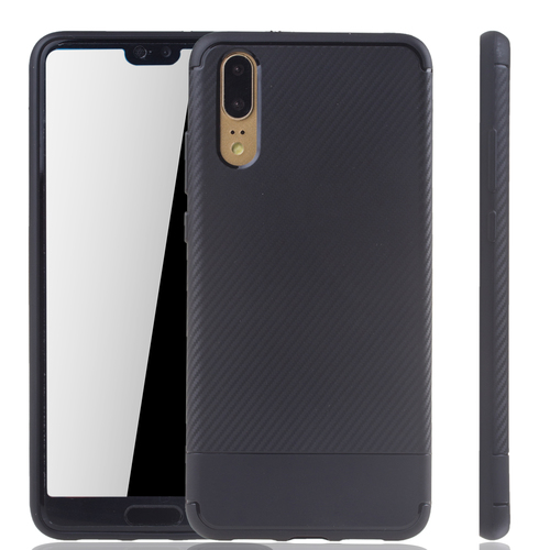 Huawei P20 Handyh�lle Schutzcase Carbon Optik Bumper Schwarz