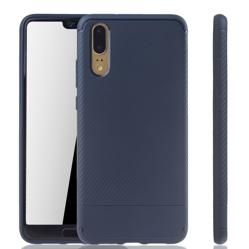 Huawei P20 Handyh�lle Schutzcase Carbon Optik Bumper Blau