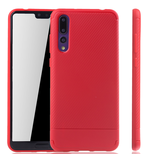 Huawei P20 Pro Handyh�lle Schutzcase Carbon Optik Bumper Rot