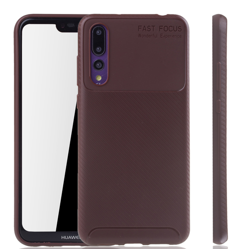 Huawei P20 Pro Handyh�lle Schutzcase Carbon Optik Bumper Braun