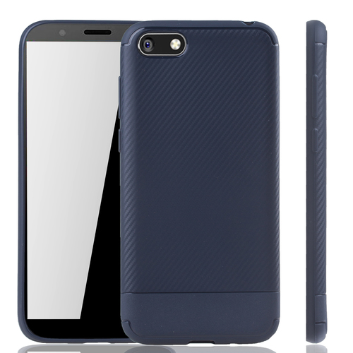 Huawei Y5 2018 Handyh�lle Schutzcase Carbon Optik Bumper Blau