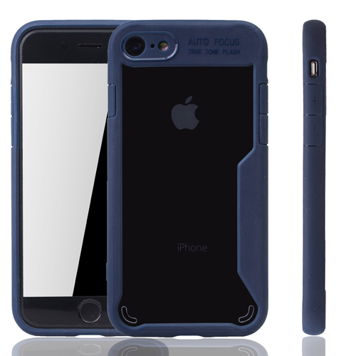 Blaue Premium Apple iPhone 8 / iPhone 7 Hybrid-Editon H�lle | Unterst�tzt Kabelloses Laden | aus edlem Acryl mit weichem Silikonrand Blau