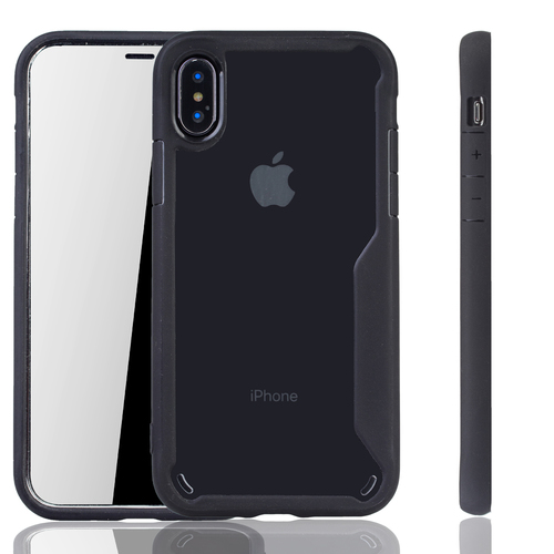 Schwarze Premium Apple iPhone X / iPhone XS Hybrid-Editon H�lle | Unterst�tzt Kabelloses Laden | aus edlem Acryl mit weichem Silikonrand Schwarz