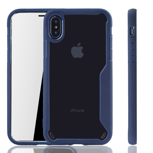 Blaue Premium Apple iPhone X / iPhone XS Hybrid-Editon H�lle | Unterst�tzt Kabelloses Laden | aus edlem Acryl mit weichem Silikonrand Blau