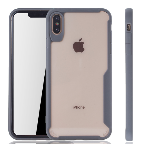 Graue Premium Apple iPhone XS Max Hybrid-Editon H�lle | Unterst�tzt Kabelloses Laden | aus edlem Acryl mit weichem Silikonrand Grau