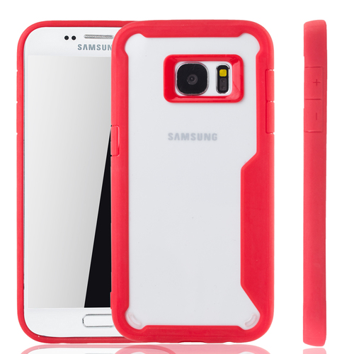 Rote Premium Samsung Galaxy S7 Hybrid-Editon H�lle | Unterst�tzt Kabelloses Laden | aus edlem Acryl mit weichem Silikonrand Rot