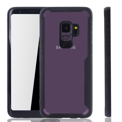 Schwarze Premium Samsung Galaxy S9 Hybrid-Editon H�lle | Unterst�tzt Kabelloses Laden | aus edlem Acryl mit weichem Silikonrand Schwarz
