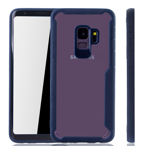 Blaue Premium Samsung Galaxy S9 Hybrid-Editon H�lle | Unterst�tzt Kabelloses Laden | aus edlem Acryl mit weichem Silikonrand Blau
