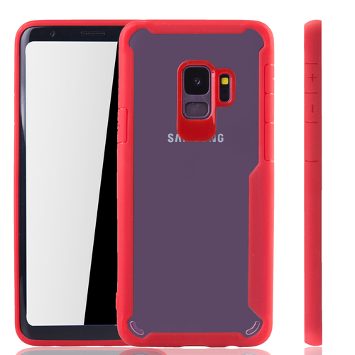 Rote Premium Samsung Galaxy S9 Hybrid-Editon H�lle | Unterst�tzt Kabelloses Laden | aus edlem Acryl mit weichem Silikonrand Rot