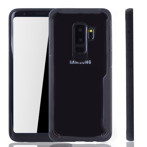 Schwarze Premium Samsung Galaxy S9 Plus Hybrid-Editon H�lle | Unterst�tzt Kabelloses Laden | aus edlem Acryl mit weichem Silikonrand Schwarz
