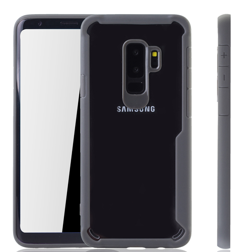 Graue Premium Samsung Galaxy S9 Plus Hybrid-Editon H�lle | Unterst�tzt Kabelloses Laden | aus edlem Acryl mit weichem Silikonrand Grau