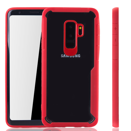 Rote Premium Samsung Galaxy S9 Plus Hybrid-Editon H�lle | Unterst�tzt Kabelloses Laden | aus edlem Acryl mit weichem Silikonrand Rot