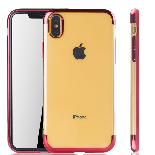 Handyh�lle f�r Apple iPhone XS Max Rot - Clear - TPU Silikon Case Backcover Schutzh�lle in Transparent   Rot