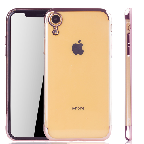 Handyh�lle f�r Apple iPhone XR Rose Pink - Clear - TPU Silikon Case Backcover Schutzh�lle in Transparent   Rose Pink