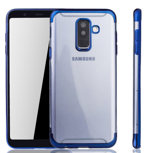 Handyh�lle f�r Samsung Galaxy A6 Plus Blau - Clear - TPU Silikon Case Backcover Schutzh�lle in Transparent   Blau