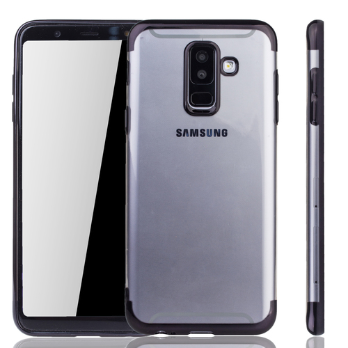 Handyh�lle f�r Samsung Galaxy A6 Plus Schwarz - Clear - TPU Silikon Case Backcover Schutzh�lle in Transparent   Schwarz
