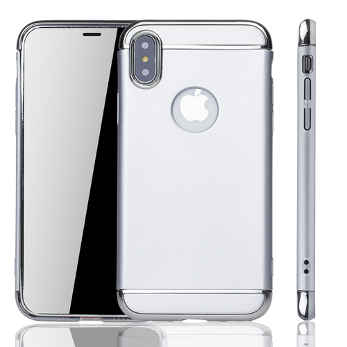 Apple iPhone XS Handy H�lle Schutz Case Bumper Hard Cover Silber