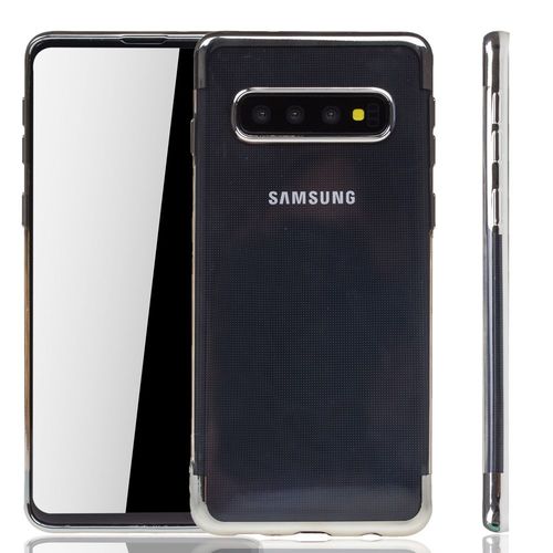 Handyh�lle f�r Samsung Galaxy S10 Silber - Clear - TPU Silikon Case Backcover Schutzh�lle in Transparent   Silber