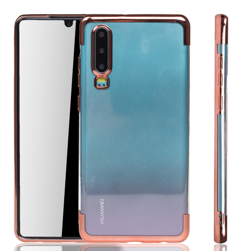 Handyh�lle f�r Huawei P30 Rose Pink - Clear - TPU Silikon Case Backcover Schutzh�lle in Transparent   Rose Pink