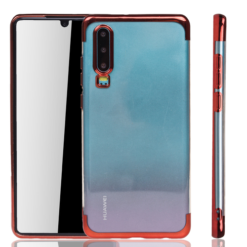 Handyh�lle f�r Huawei P30 Rot - Clear - TPU Silikon Case Backcover Schutzh�lle in Transparent   Rot