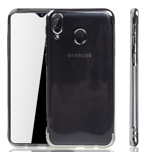 Handyh�lle f�r Samsung Galaxy M20 Silber - Clear - TPU Silikon Case Backcover Schutzh�lle in Transparent   Silber